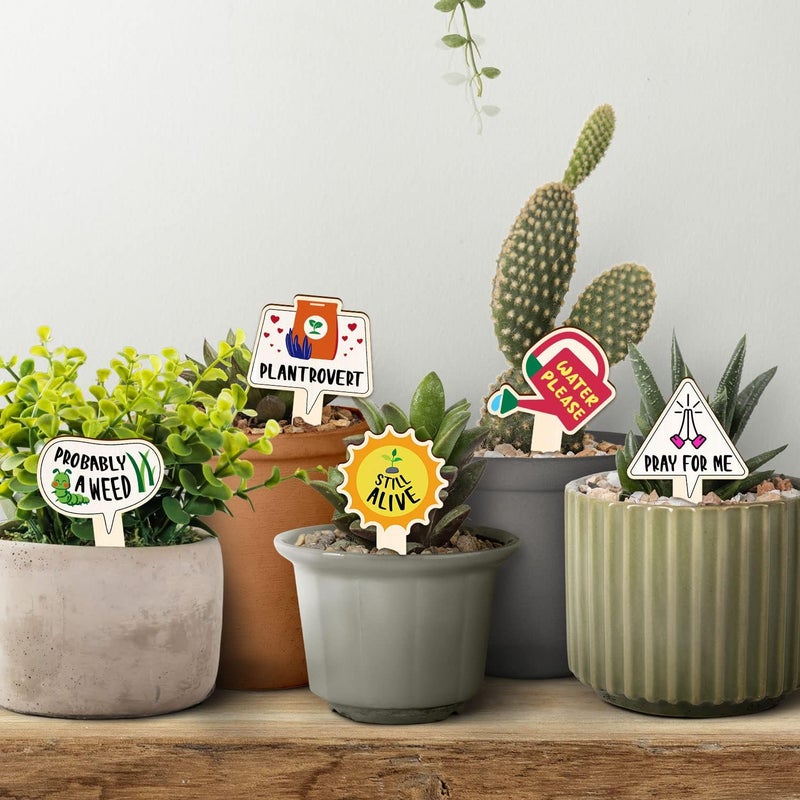 JUYRLE Funny Wooden Plant Labels - 15 Pack Tags for Succulents, Flowers, Greenery; Waterproof, Outdoor Garden Plant Markers; Perfect Gifts for Plant Lovers - Image 5